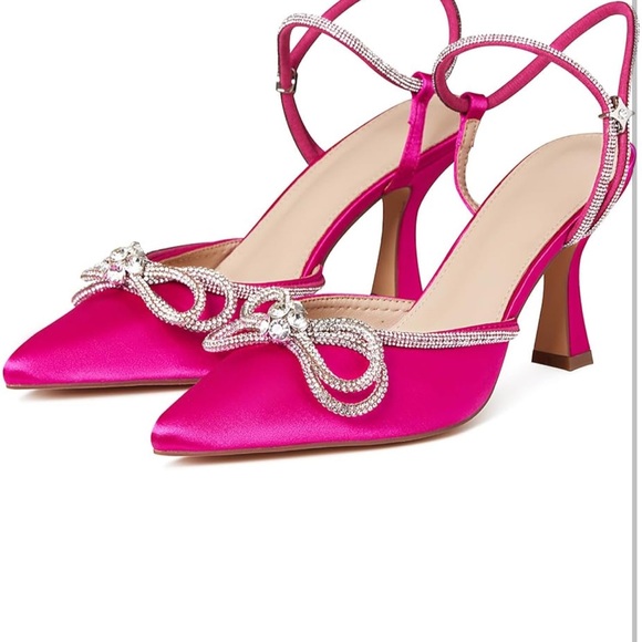 Satin Heels with Crystal Embellishment - Picture 4 of 5